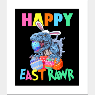 Happy Easter East Rawr Dinosaur Easter Bunny Kids Costume Egg Hunt Boys Posters and Art